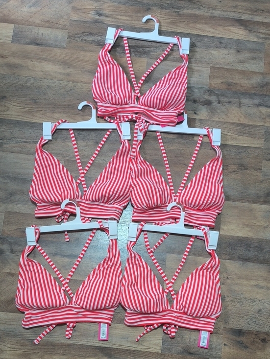 Target Other - Target Pink and White Striped Swim Bralettes - Set of 5